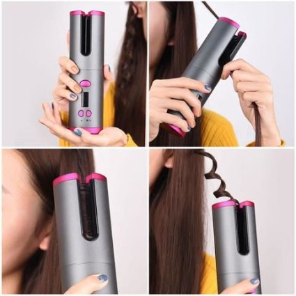 Cordless Auto Hair Curler - Rechargeable Auto Curler For Curls or Waves
